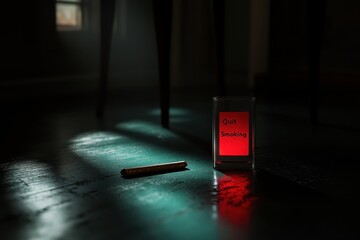 Quit Smoking Campaign Visual with Dim Lighting and Cigarette