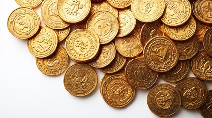 gold coins on a white background