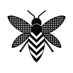 bee flying zigzag dotted pattern vector art silhouette
