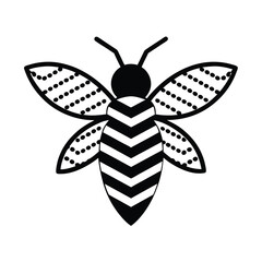 bee flying zigzag dotted pattern vector art silhouette