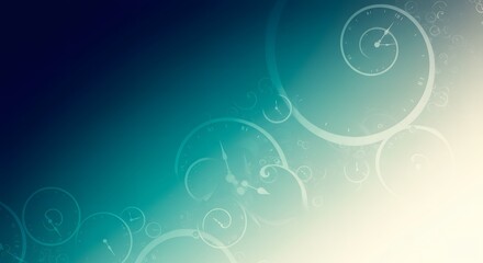 Abstract Time Clock Swirls on Gradient Background