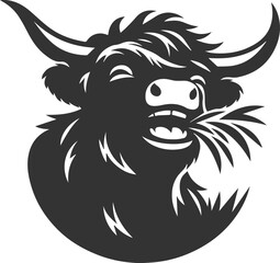 Laughing highland cow animal silhouette