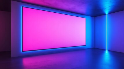 Fototapeta premium Empty room with vibrant neon lighting