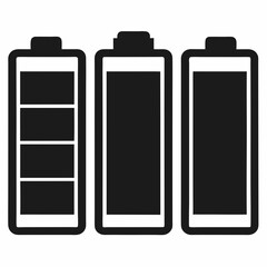 Battery Battery (Full, Half, Empty) vector silhouette black design white background