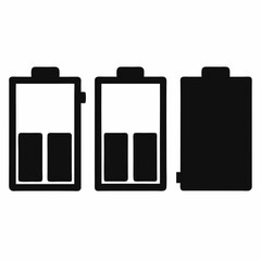 Battery Battery (Full, Half, Empty) vector silhouette black design white background