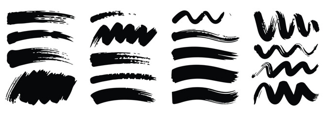 Fototapeta premium Hand Painted Brush Stroke and Ink Line Collection Vector Illustration