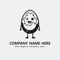 Egg cartoon illustration black and white for logo company vector image
