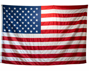 Naklejka premium A majestic American flag proudly displayed, symbolizing freedom and patriotism with its bold red and white stripes and a field of blue stars.