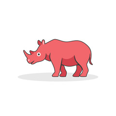 Vector Illustration of rhinoceros, Cute Animal Character and Icon.