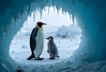 Obraz premium Antarctic Scene Through Frozen Cave Opening