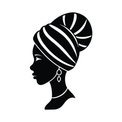fashion girl head braids bold vector art silhouette