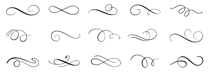 Elegant Decorative Swirl and Flourish Elements Collection Vector Illustration