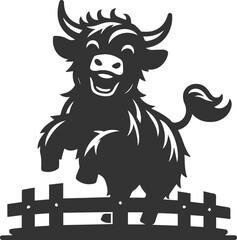 Laughing highland cow animal silhouette