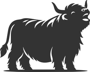 Laughing highland cow animal silhouette
