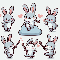 Fototapeta premium set of funny rabbits