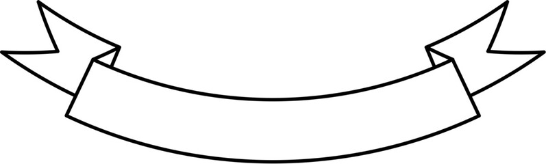 Vector outline of ribbon banner. Great for vintage labels, logo design, retro frames, and text decoration. Editable and clean line art style.