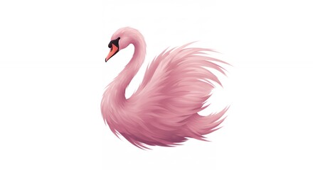 Fototapeta premium Elegant pink swan illustration soft feathers delicate painterly style