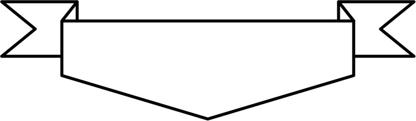 Vector outline of ribbon banner. Great for vintage labels, logo design, retro frames, and text decoration. Editable and clean line art style.