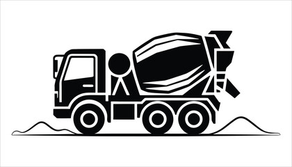 Cement Mixer Truck Icon, Construction and Industrial Equipment