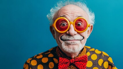 Elderly man with a playful sense of style is making people laugh