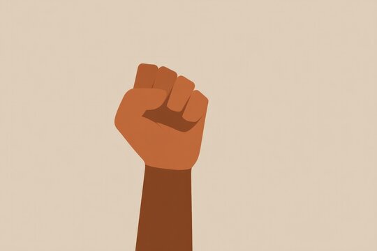 minimalistic illustration of raised fist symbolizing and freedom suitable for juneteenth celebrations