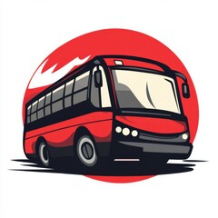 Cartoon-style red city bus driving with motion streaks