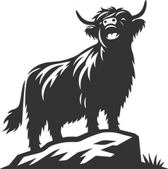 Laughing highland cow animal silhouette
