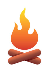 Campfire. Vector color illustration isolated on white background.