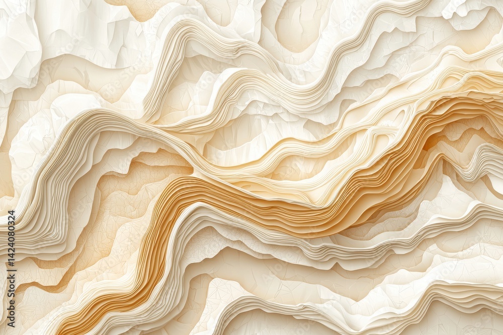 Wall mural abstract paper waves in soft neutral tones with texture and layering