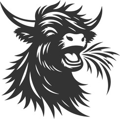 Laughing highland cow animal silhouette