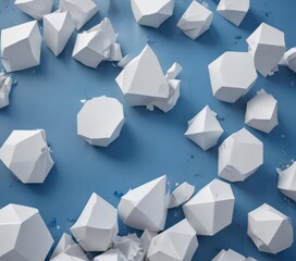 Layered abstract blue background, textured white geometric shapes , geometric, layers