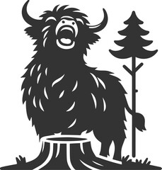 Obraz premium Laughing highland cow animal silhouette