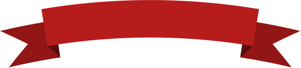 Vector of solid red ribbon banner for label, award, promotion, or festive design. Bold, flat style perfect for marketing and celebration themes.