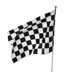 One racing checkered flag isolated on white