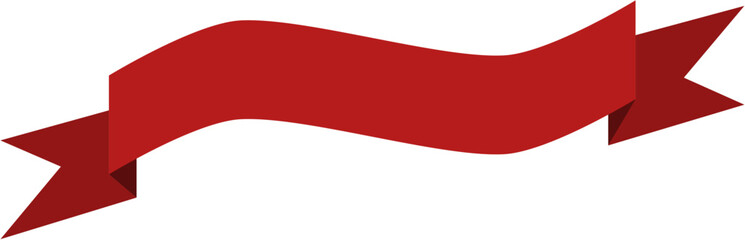 Vector of solid red ribbon banner for label, award, promotion, or festive design. Bold, flat style perfect for marketing and celebration themes.