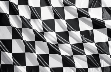 Obraz premium Checkered finish flag as background, top view