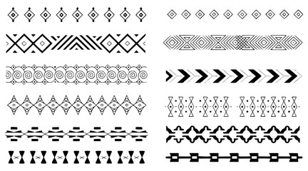 Hand Drawn Geometric Decorative Border Pattern Set Illustration