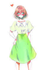 照れている強気な女性　赤面