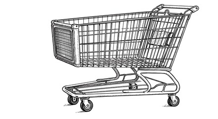 Shopping Cart Illustration Isolated on White Background in Detail