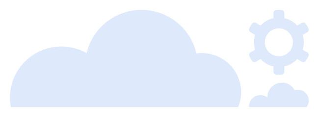 Large cloud shape with gear and smaller cloud symbolizing technology integration, innovation, and efficiency. Ideal for cloud computing, IT solutions, connectivity, infrastructure, automation