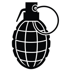 isolated Black vector military hand grenade on white background