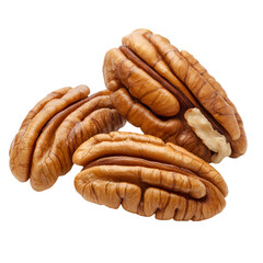 Three pecan halves close up high quality food image