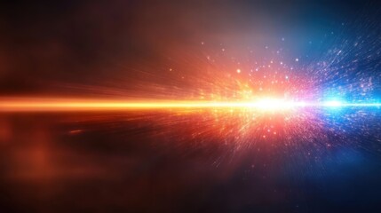 A stunning visual of a vibrant cosmic explosion, showcasing striking rays of light emanating from a central point, blending warm and cool colors in a captivating abstract design.