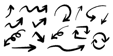 ベクターのペンの手書きの矢印セット 黒