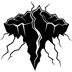 Glacial Crack vector silhouette black design white background