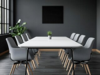 Highend stainless steel coworking table with adjustable ergonomic chairs, offering a futuristic aesthetic and intelligent functionality