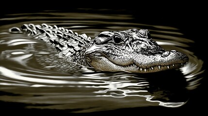 Obraz premium Alligator in dark water