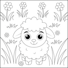 A cute baby lamb Coloring page .