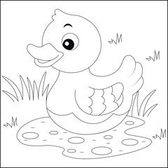 A happy duck splashing in a puddle.