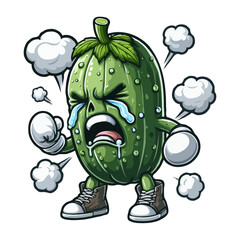 Crying Cucumber Cartoon Character